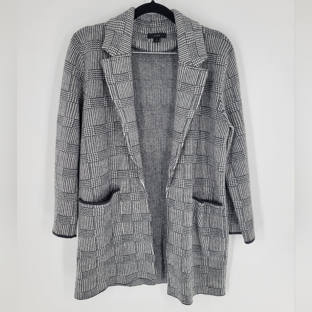 J‎ Crew Sophie Open Front Sweater Blazer in Glen Plaid Size S